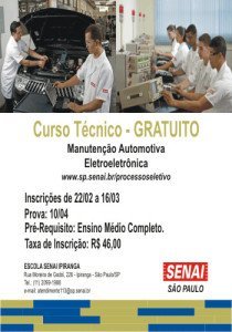 SENAI Ipiranga abre inscrições para curso gratuito de mecânica
