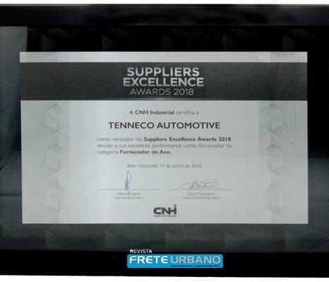 Tenneco é eleita fornecedora do ano pela CNH Industrial