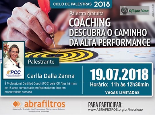 Abrafiltros promove palestra gratuita sobre tema coaching