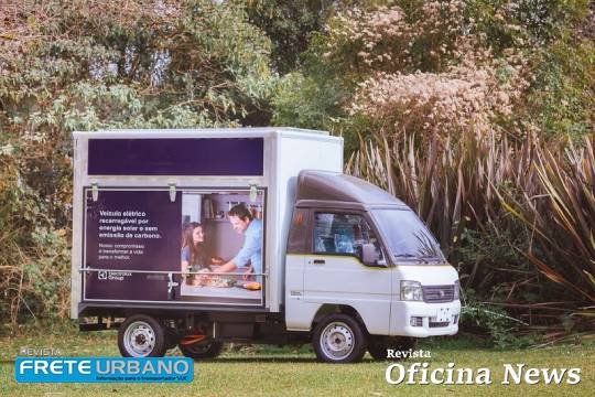 caminhão movido a energia solar faz parte da frota do Electrolux Group para entregas urbanas.