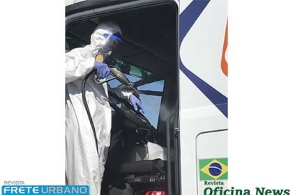 Caminhoneiros recebem desinfecção das cabinas e kits de higiene