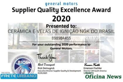 NGK é premiada como melhor fornecedora pela General Motors