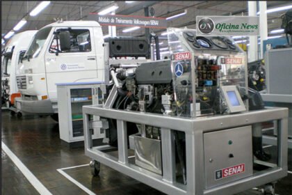 Imagem da oficina de veículos diesel do SENAI-Ipiranga